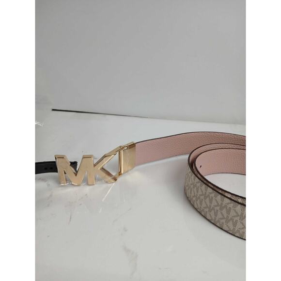 NWT Michael Kors Women Twist Reversable Belt,Beige with MK logo print-SZ S - Picture 2 of 3
